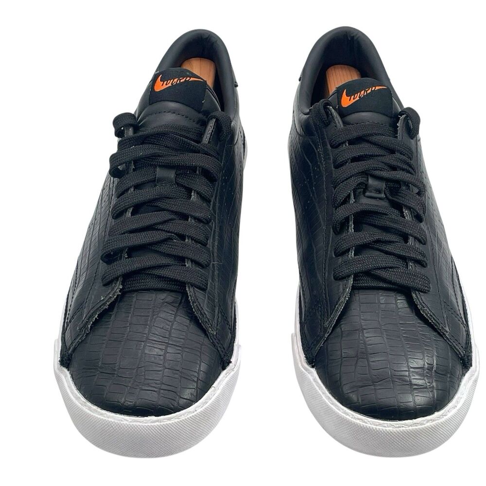 Nike Blazer Low Premium Croc Black White Men’s Size 9.5 Casual Sneakers - Picture 3 of 7